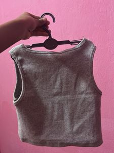 Gray Cropped Tank Top