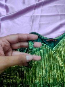 Green&amp;Golden Metallic Top For Party 🌻