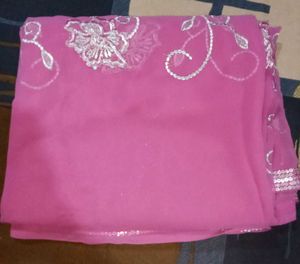 Pink Floral Saree With Blouse