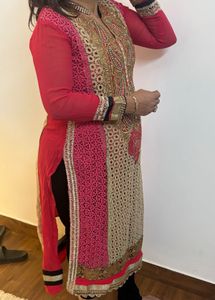 Elegant Pink & Gold Embroidered Kurta