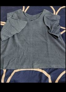 Cute Blue Ruffle Sleeve Top
