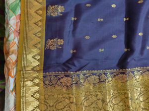 Purple &amp; Olive Green Kanchipuram Silk Saree