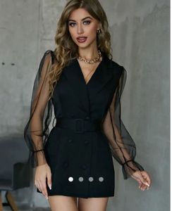 Sheer Sleeve Blazer Mini Dress