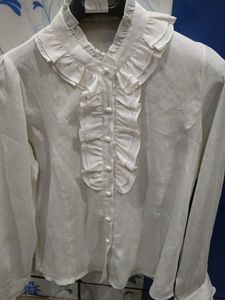 Ruffled White shirt korean