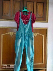 Denim Dungree with Button Detail