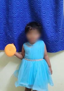 Stone hip work Blue Party Dress