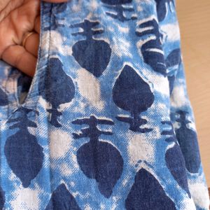 Graceful Indigo Color Khadi Cotton Kurti❤️