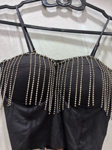 Black Fringe Bodysuit