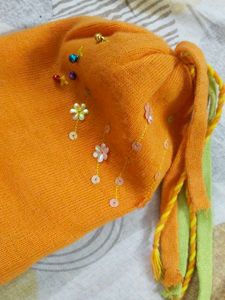 Handmade Reversible Orange &amp; Pink Baby Cap
