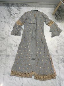 grey jacket with golden heavy embroidery