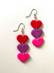 Tri Colour Heart Earring