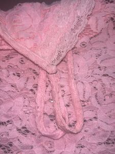 Pink Lace Coquette Sheer Top