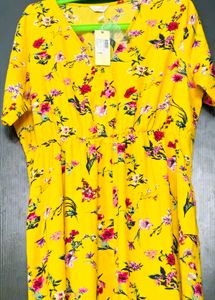 Yellow Floral Aline Dress