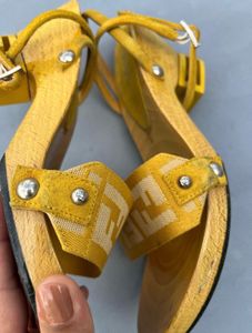 FENDI Yellow Wooden wedges