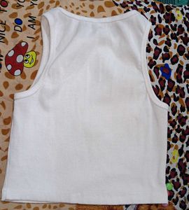 White Sleeveless Crop Tank Top