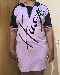 Hustle Print Hoodie Dress