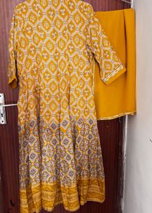 BIBA Yellow Printed Kurta Set