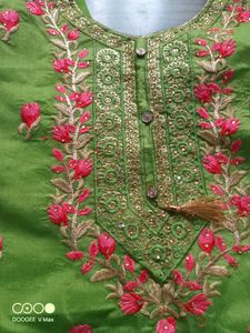 Green Embroidered Kurta suit