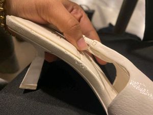 Zara white heeled slingback shoes