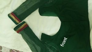 Green Embroidered Saree Fabric
