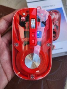 Portronics Toad 8 Transparent Wireless Mouse (Red)