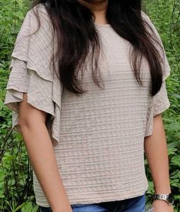 Khaki Colour Layered Half Sleeves Top