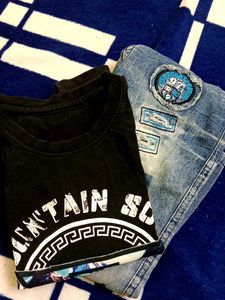 kids jeans tshirt set