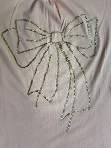 Peach T-shirt with Bow Detail