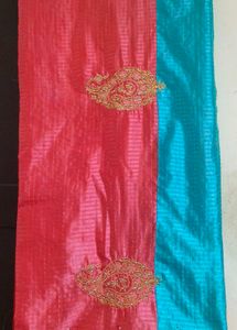 Blue Pink Combination Soft Silk Saree