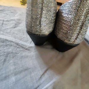 Sparkly Silver Ballerina Flats-size : 37