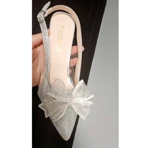 Silver Bow Heels