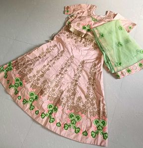 Peach Embroidered Lehenga Choli