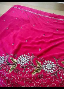 Rose Colour Heavy Hand worked Saree