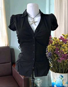 Y2k Fitted Ruched Shirt