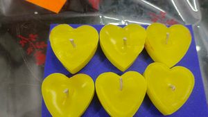 6 Yellow Scented Love Candles Handmade