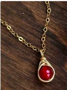 Red Stone Gold Chain Necklace