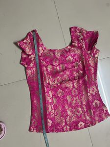 Pink &amp; White Lehenga Choli Set