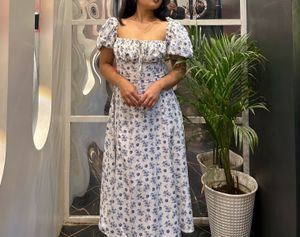 Floral Puff Sleeve Midi Dress