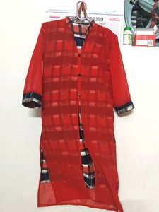Beautiful Red Collar Kurti 🎀
