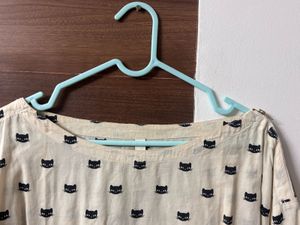 Cute Cat Print Top