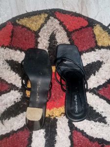Black Strappy Block Heel Sandals