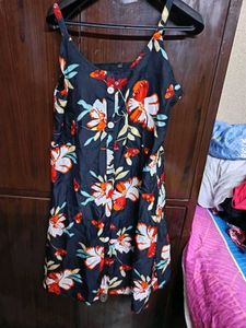 Floral Print Crape Step Midi Dress