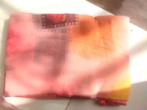 Orange &amp; Pink Floral Saree
