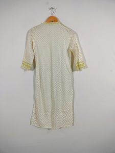 New Branded Cream With Green Print Kurta By W