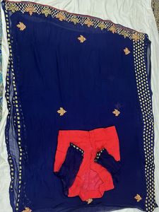 Elegant Navy Blue Saree with Embellishments
