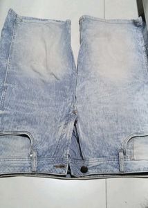 Striped Denim Shorts