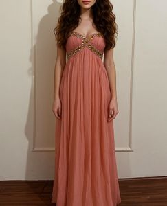 Peach beautiful embellished stone dress