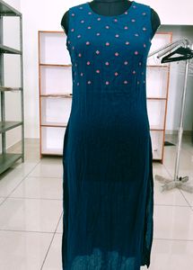Blue Embroidered Kurti