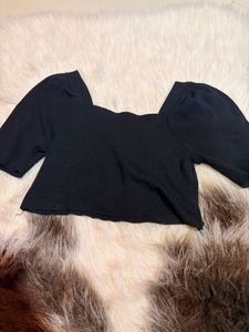 Black Puff Sleeve Top