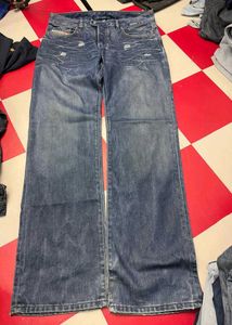 Diesel Distressed Wide Leg Jeans